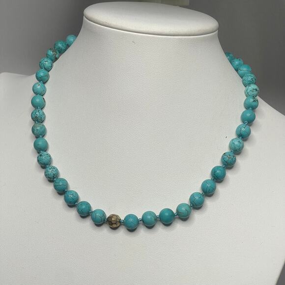 necklace turquoise colored dyed stone simple beads beaded boho trendy - Picture 6 of 8